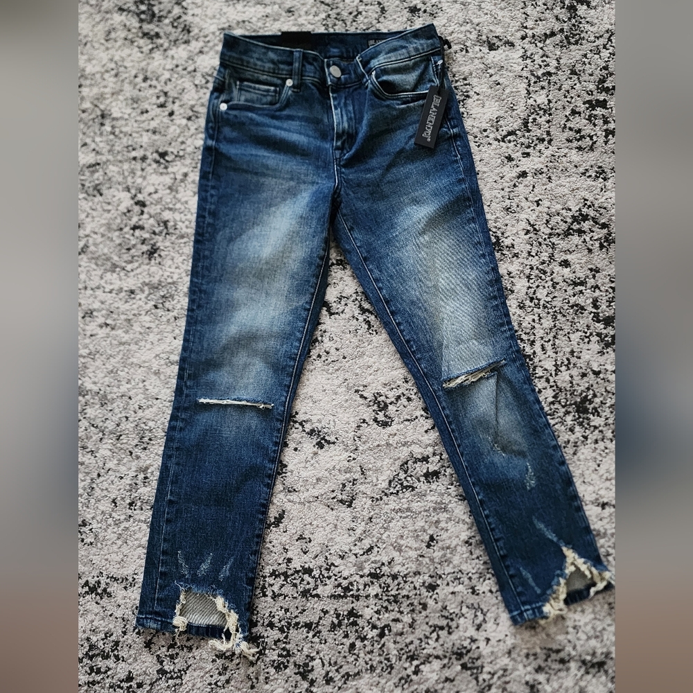 BLANKNYC The Madison Crop Highrise Jeans Womens Size 24 NWT Distressed